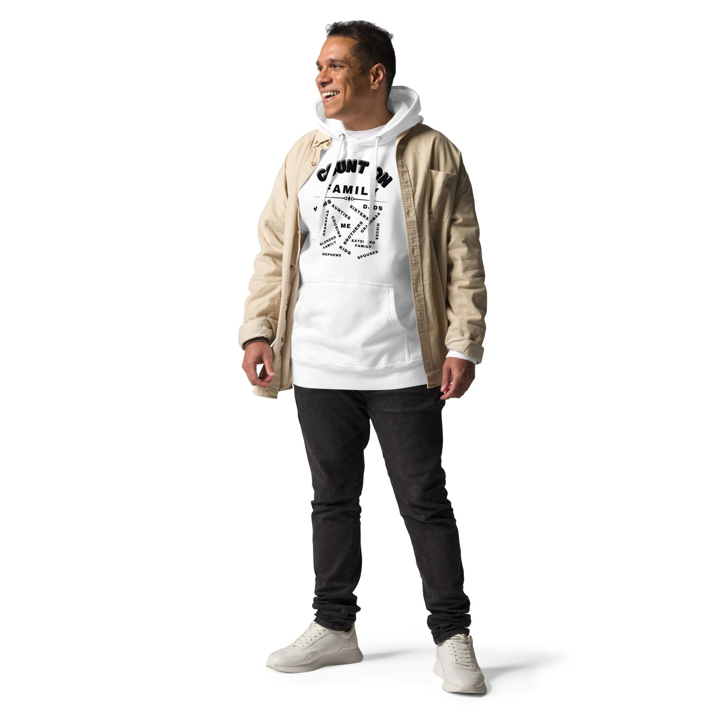 Count On Family Relative White Unisex Hoodie