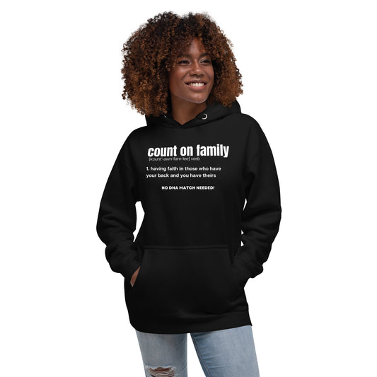 Count On Family Definition Black Unisex Hoodie