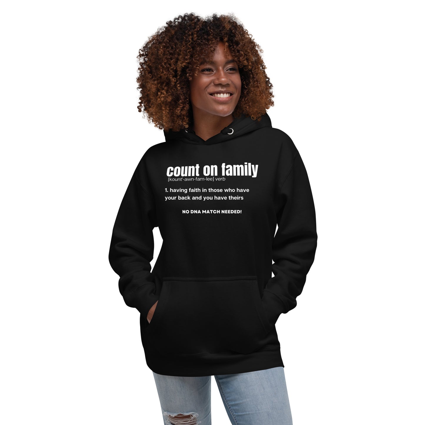 Count On Family Definition Black Unisex Hoodie