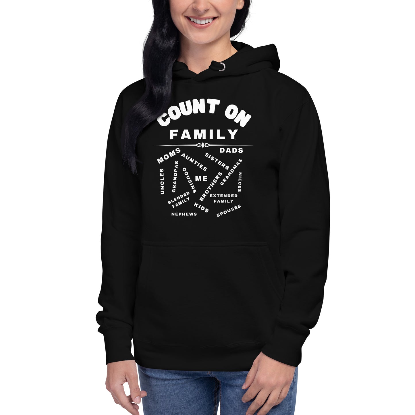 Count On Family Relative Black Unisex Hoodie