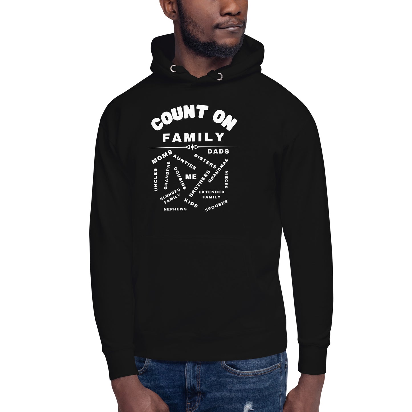 Count On Family Relative Black Unisex Hoodie