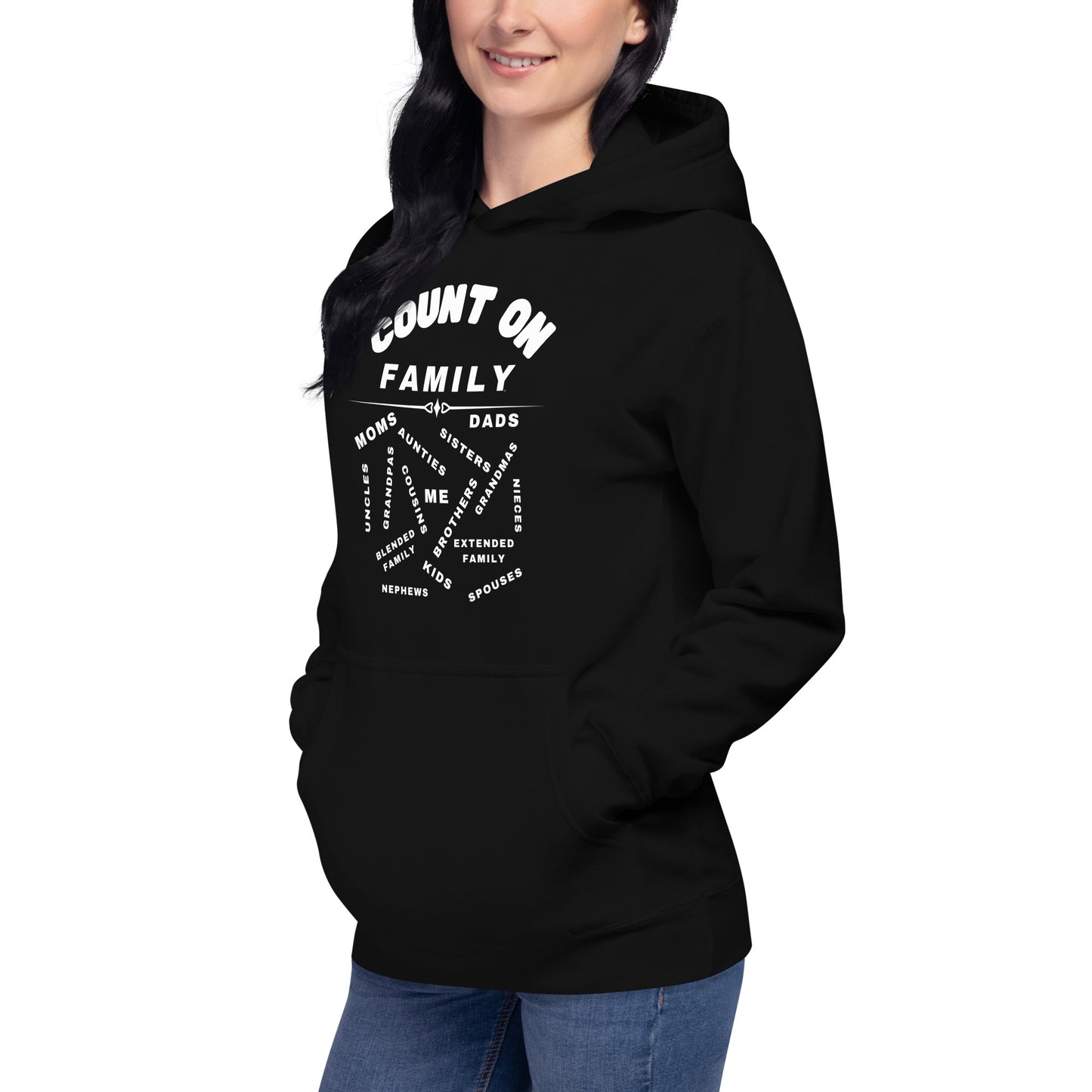 Count On Family Relative Black Unisex Hoodie