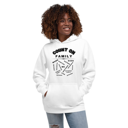 Count On Family Relative White Unisex Hoodie
