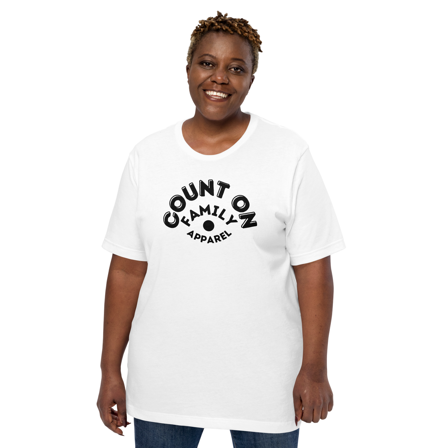 Count On Family Logo White Unisex T-shirt